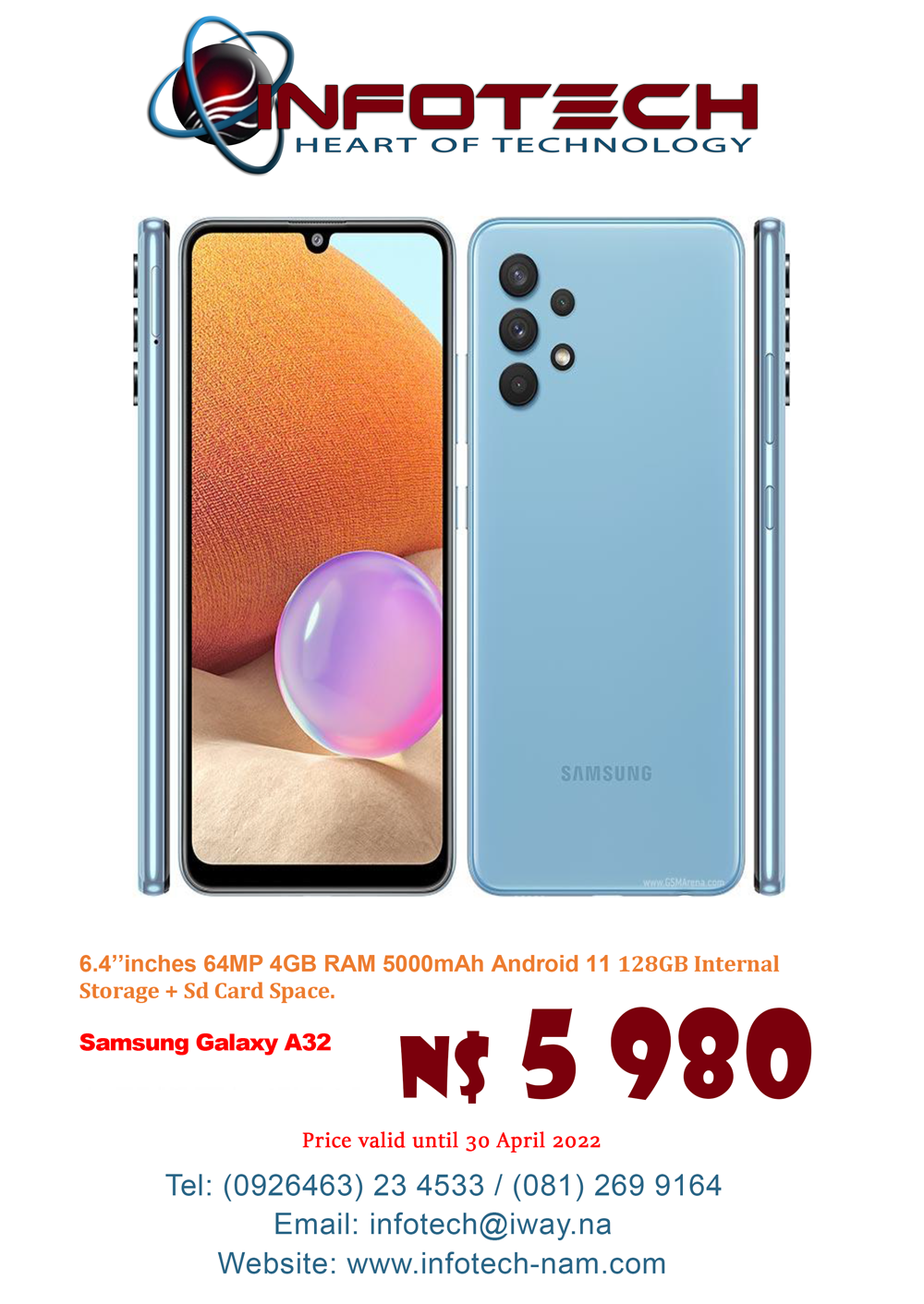 Samsung Galaxy A32 for sale at Infotech in Oranjemund.